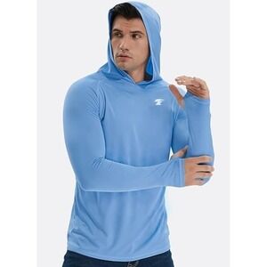Telaleo Men's‎ Blue UPF Long Sleeve Lightweight Running Hoodie Size L Pack of 3